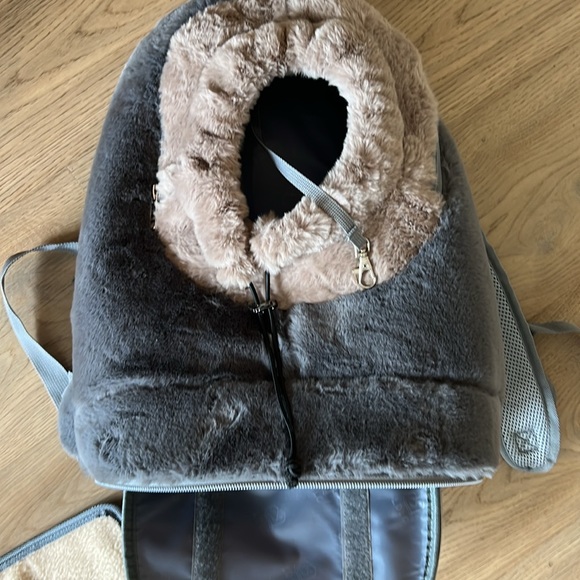 Dog/Cat Carrier Front or Back Pack w/Waste Strap Grey/Tan - Picture 7 of 10